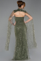 Olive Drab Long Beaded Evening Dress ABU5652