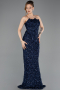 Long Navy Blue Scaly Evening Dress ABU5701