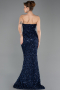 Long Navy Blue Scaly Evening Dress ABU5701