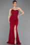 Burgundy Long Dantelle Evening Dress ABU5614