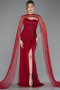 Burgundy Long Dantelle Evening Dress ABU5614
