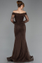 Brown Long Dantelle Evening Dress ABU5617