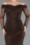 Brown Long Dantelle Evening Dress ABU5617