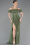 Long Olive Drab Dantelle Evening Dress ABU5728