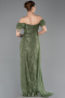 Long Olive Drab Dantelle Evening Dress ABU5728