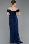 Long Navy Blue Dantelle Evening Dress ABU5728