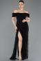 Long Black Dantelle Evening Dress ABU5728