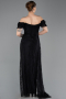 Long Black Dantelle Evening Dress ABU5728