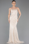 Long Beige Beaded Evening Dress ABU5730