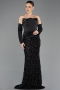 Long Black Scaly Evening Dress ABU5732
