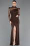 Long Brown Dantelle Evening Dress ABU5700