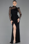 Long Black Dantelle Evening Dress ABU5700