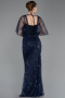 Long Navy Blue Beaded Evening Dress ABU5718