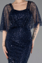 Long Navy Blue Beaded Evening Dress ABU5718
