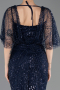 Long Navy Blue Beaded Evening Dress ABU5718