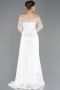 White Long Satin Mermaid Evening Gown ABU5641