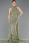 Long Olive Drab Beaded Mermaid Prom Dress ABU5741