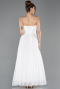 Midi White Dantelle Party Dress ABK2538