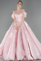 Long Powder Color Satin Haute Couture Dress ABU5749