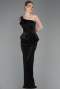 Long Black Beaded Evening Gown ABU5754
