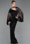 Long Black Beaded Evening Gown ABU5754