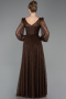 Long Brown Dantelle Evening Dress ABU5797