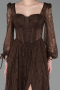 Long Brown Dantelle Evening Dress ABU5797