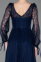Long Navy Blue Dantelle Evening Dress ABU5797