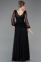 Long Black Dantelle Evening Dress ABU5797