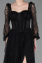 Long Black Dantelle Evening Dress ABU5797