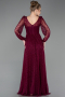 Long Cherry Colored Dantelle Evening Dress ABU5797