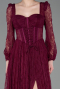Long Cherry Colored Dantelle Evening Dress ABU5797