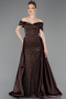Brown Long Beaded Evening Dress ABU5400