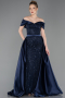 Navy Blue Long Beaded Evening Dress ABU5400