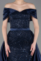Navy Blue Long Beaded Evening Dress ABU5400