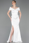 Long White Satin Evening Dress ABU5785