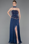 Long Navy Blue Chiffon Evening Dress ABU5786