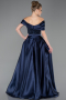 Navy Blue Long Beaded Evening Dress ABU5400