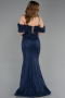 Long Navy Blue Dantelle Mermaid Evening Gown ABU5822