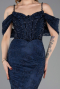 Long Navy Blue Dantelle Mermaid Evening Gown ABU5822