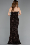Brown Strapless Underwire Slit Long Sequin Evening Gown ABU4842