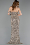 Mink Strapless Underwire Slit Long Sequin Evening Gown ABU4842