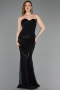 Long Black Beaded Evening Dress ABU5766