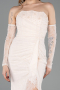 Beige Long Dantelle Evening Dress ABU5603