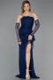 Navy Blue Long Dantelle Evening Dress ABU5603