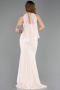 Beige Long Dantelle Evening Dress ABU5686