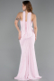 Powder Color Long Dantelle Evening Dress ABU5686