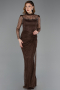 Long Brown Dantelle Evening Dress ABU5823