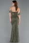 Long Olive Drab Beaded Evening Dress ABU5833