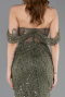 Long Olive Drab Beaded Evening Dress ABU5833